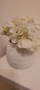 Faux Flowers In Ceramic Pot