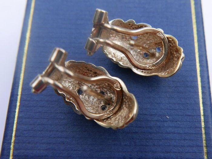 Vintage Sterling Silver  Earrings 1980s Gold Plated Shell Design 4,70g
