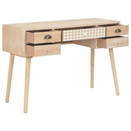 Desk with 5 Drawers 114x40x75.5 cm Solid Pinewood