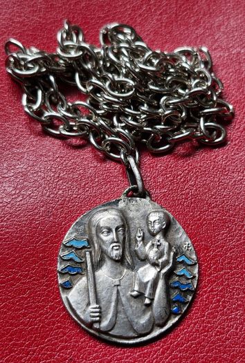 1960's Saint Christopher Medal on chain by Jean balme