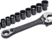 CPTAW8 11 Piece 3-in-1 X6 Pass-Thru Adjustable Wrench/Spanner, Pipe Wrench and Pass-Thru Ratchet with Universal Sockets