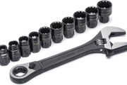 CPTAW8 11 Piece 3-in-1 X6 Pass-Thru Adjustable Wrench/Spanner, Pipe Wrench and Pass-Thru Ratchet with Universal Sockets