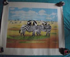 E.B. Watts - Ltd. Edition Print - 39/200 - Zebras and Colobus Monkeys - 20th Century
