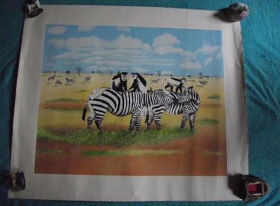 E.B. Watts - Ltd. Edition Print - 39/200 - Zebras and Colobus Monkeys - 20th Century