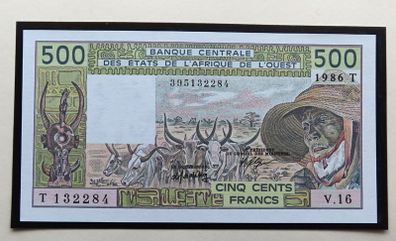 West African States T Togo 500 francs 1986 Gem Uncirculated Banknote