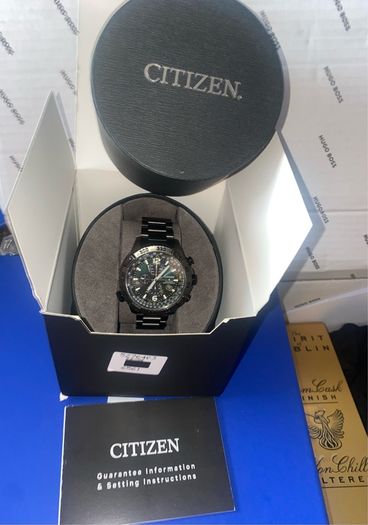 Citizen Promaster Navihawk A-T Ion Plated Bracelet Watch eco drive radio controlled brand new