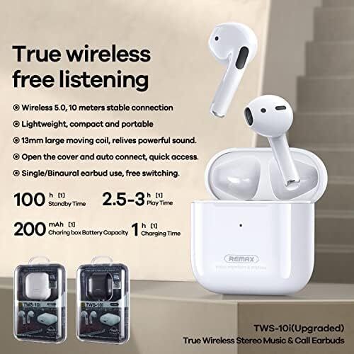 Remax TWS-10i High Quality True Wireless Stereo Music Earbuds - White