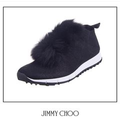 Jimmy Choo Sock-like Pom Pom Sneakers