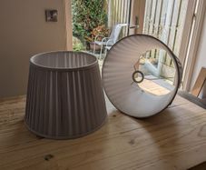 Pair of Large, Pleated, Grey Lampshades