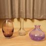 3 Glass bud vases  amethyst, purple & clear Image 2