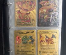 Pokemon Gold Foil Proxy Card Binder 160 Cards  Charizard Pikachu VMAX GX