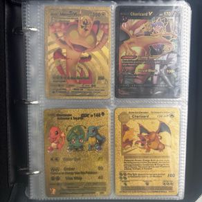Pokemon Gold Foil Proxy Card Binder 160 Cards  Charizard Pikachu VMAX GX