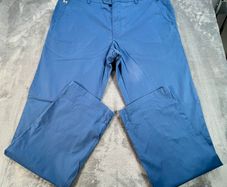 Meyer Mens Trousers Roma W38 L32 Blue Cotton Straight Zip Fly