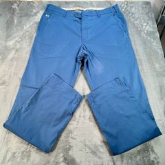 Meyer Mens Trousers Roma W38 L32 Blue Cotton Straight Zip Fly