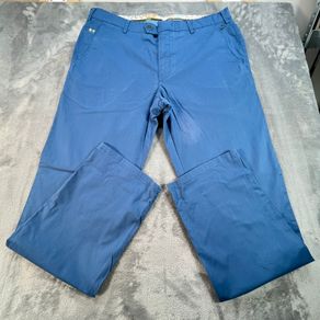 Meyer Mens Trousers Roma W38 L32 Blue Cotton Straight Zip Fly