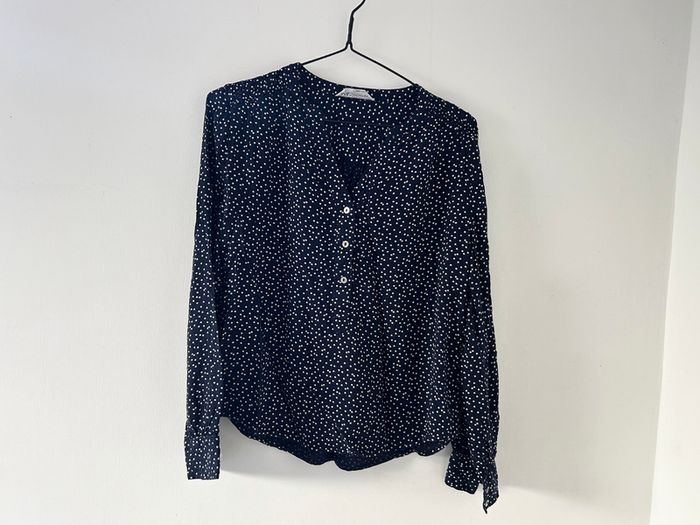M&S Navy White Dot Blouse Size 38 or 10 UK