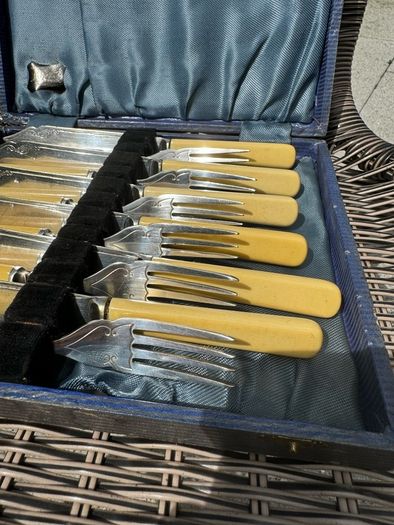 Cased set of fish knives & forks