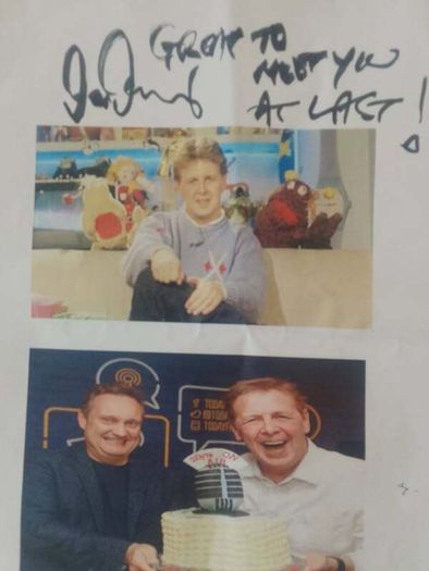 Signed photograph of Zig and Zag with presenter Ian Dempsey