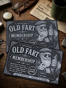 Old fart novelty metal business cards set of two