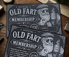 Old fart novelty metal business cards set of two