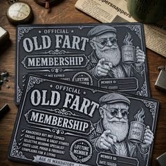 Old fart novelty metal business cards set of two