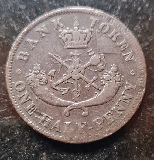 1854 Bank of Upper Canada One Half Penny Token