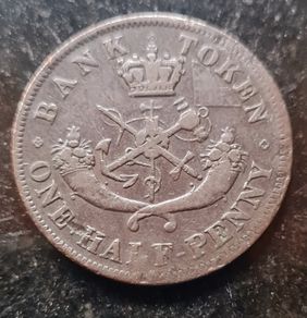 1854 Bank of Upper Canada One Half Penny Token
