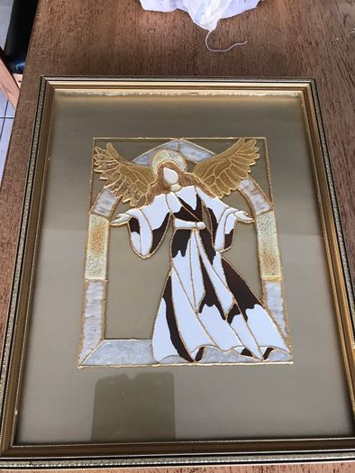 Framed Glass Painting of an Angel
