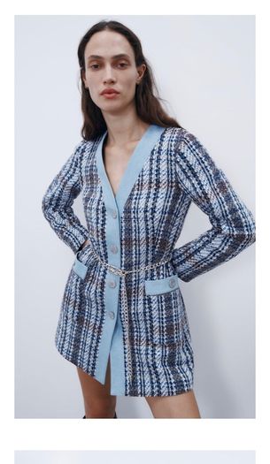 zara textured coat new with chain belt