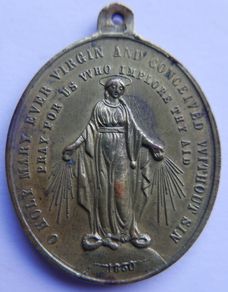 Antique Large 1,8" catholic Saint Mary religious pendant