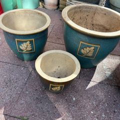 Free out door  flower ceramic  pots - Green