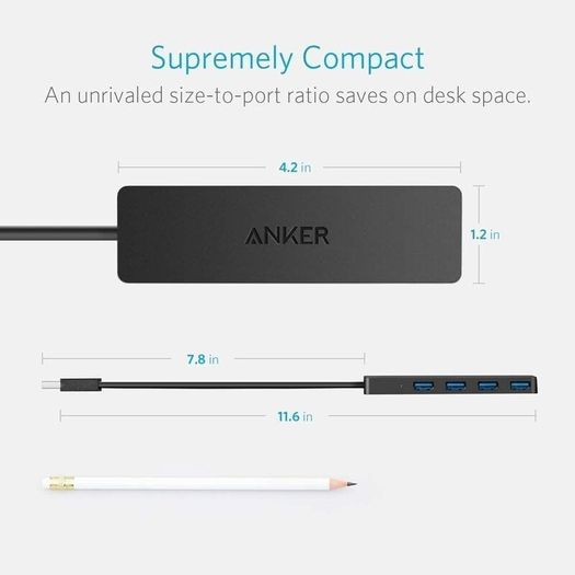 Anker ANK-HUB-A7516 USB Hub, 4 Ports, USB 3.0, Ultra Slim - New In Box