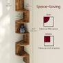 5-Tier Corner Shelf, Display Floating Shelf in Living Room, Study, Kitchen, Bedroom, for Plants, CDs, Decorations, Modern, Rustic Brown Image 2