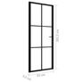 Interior Door ESG Glass and Aluminium 83x201.5 cm Black Image 6