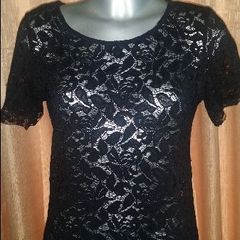 Black lace classy top Awear size UK12 EUR40 Postage included