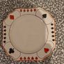 Art Deco Devon Ware Fieldings cake plate and 3 side plates playing cards motif. Image 3