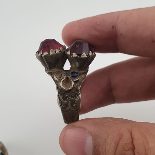 15 Rustic Brass Rings Mixed Traditional Glass & Stone Ring Collection