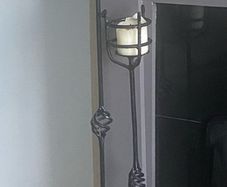 Pair of Vintage Wrought Iron Floor Candle Holders / Tall Candlesticks