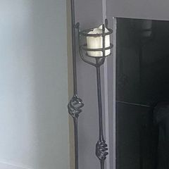 Pair of Vintage Wrought Iron Floor Candle Holders / Tall Candlesticks