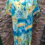 vintage summer shirt dress Blue yellow green size medium Image 9