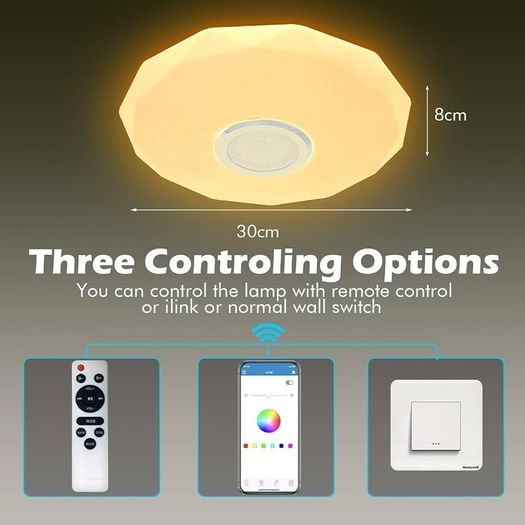 SALE Ceiling Lights for Bedroom, 36W Dimmable RGB Music Ceiling Light with Bluetooth Speaker, Remote/APP Control, for Bathroom, Lounge, Living Room, Kid's Room