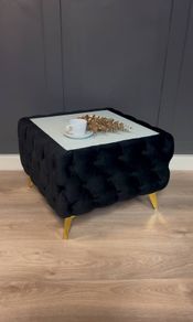 Velvet coffee table with glass