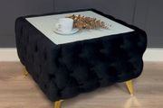Velvet coffee table with glass