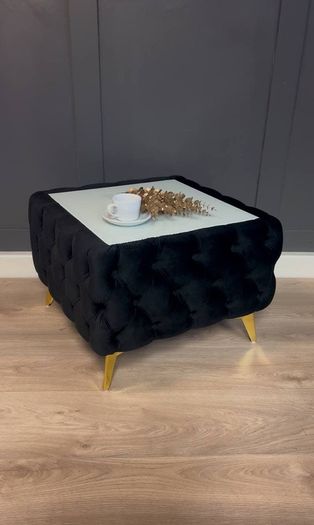 Velvet coffee table with glass