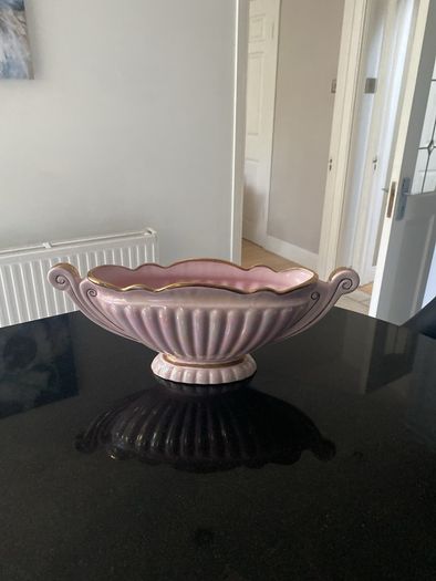 Large Sadler art Deco style  "Majestic" Pink Lustre Ware Gondola Mantle Vase