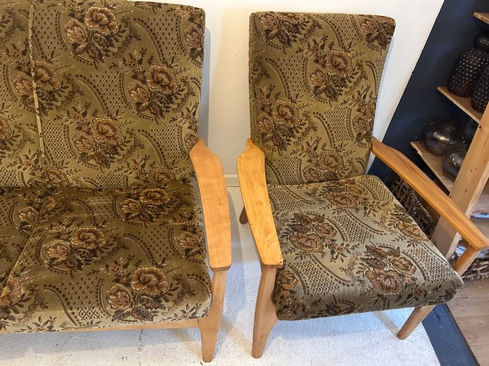 Vintage Parker Knoll Mid-Century Set (Sofa & High-Back Armchair)