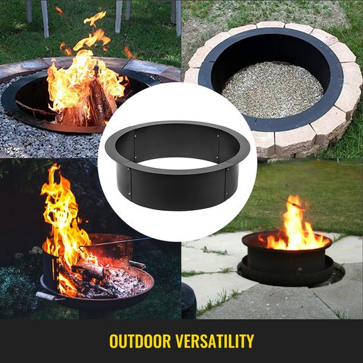 Fire Pit Ring/Liner Easy to Assemble Install Q235 Steel Outside Diameter 36" 42" 45" for Outdoor Camping Fishing Barbecue