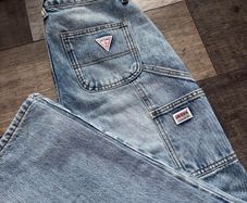 Guess Size 25/Uk 6-8 Light Blue Carpenter Jeans Y2K Utility Denim