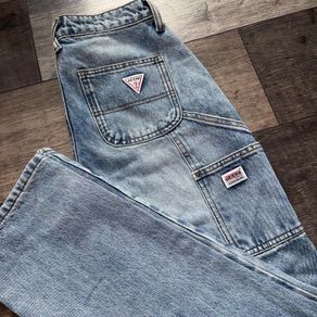 Guess Size 25/Uk 6-8 Light Blue Carpenter Jeans Y2K Utility Denim