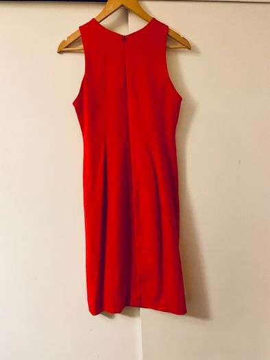 Stunning Claire O Connor luxury Irish designer dress in a bold, vibrant red.